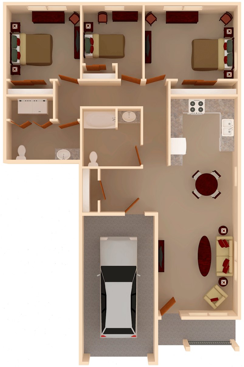 3D Floor Plan - Family Unit