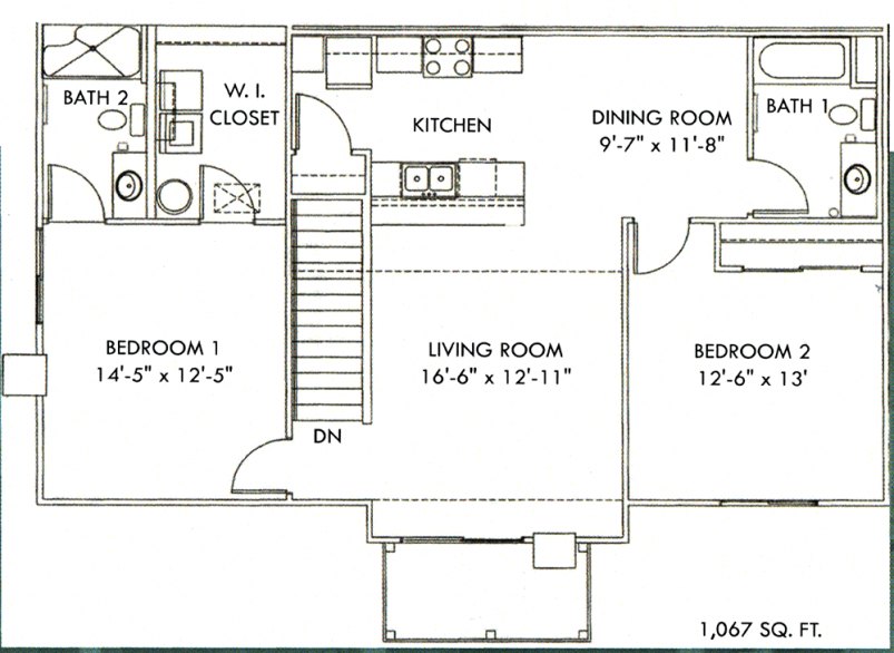 2-Bedroom / 2-Bathroom Floor Plan