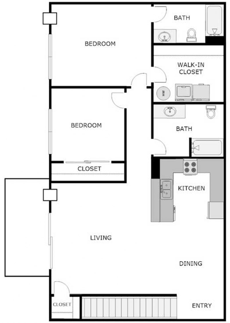 2-Bedroom / 2-Bath Floor Plan - 1st Floor 2-Bedroom / 2-Bath Floor Plan - 1st Floor