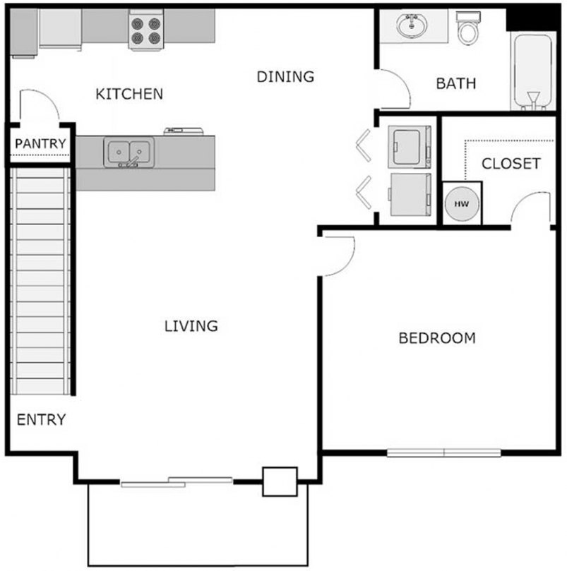1-Bedroom / 1-Bathroom Floor Plan - Upper 1-Bedroom / 1-Bathroom Floor Plan - Upper