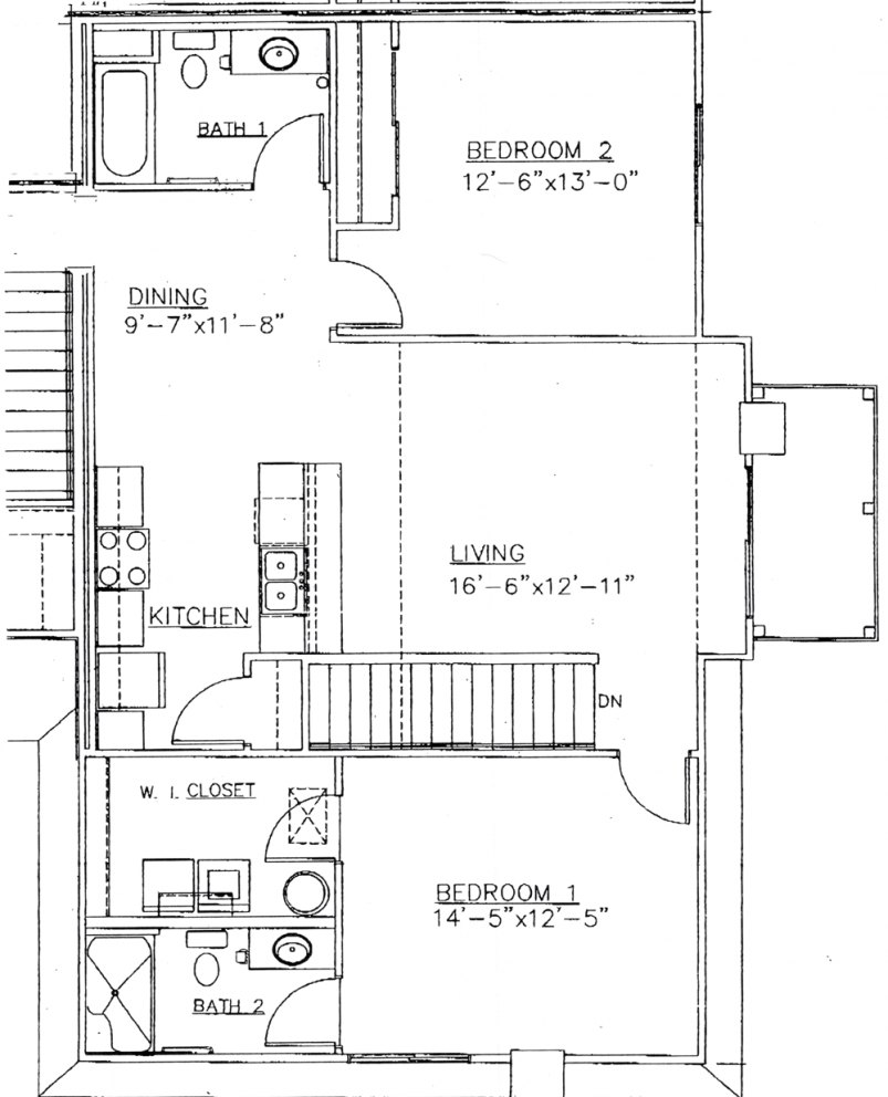 Upper 2-Bedroom / 2-Bath Floor Plan Upper 2-Bedroom / 2-Bath Floor Plan