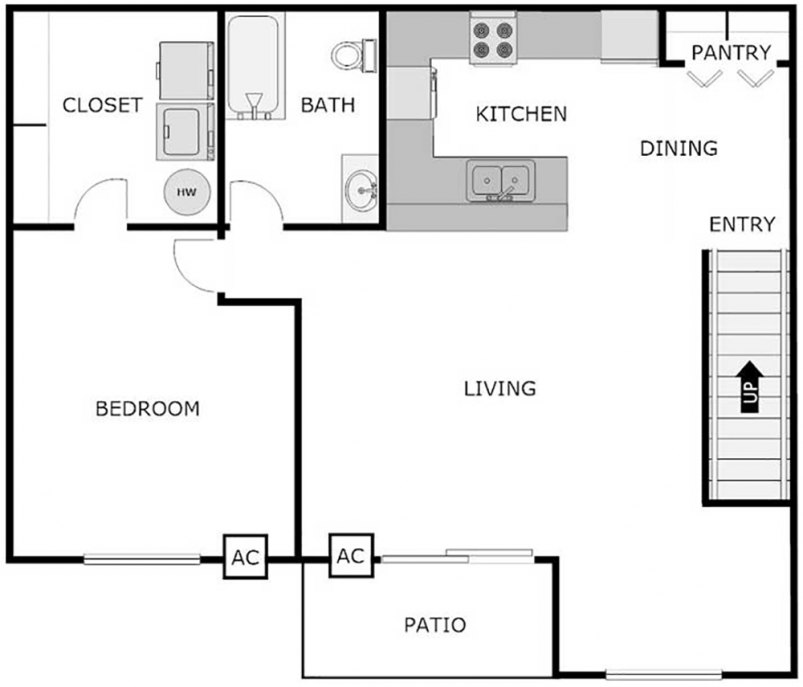 1-Bedroom / 1-Bathroom Floor Plan 1-Bedroom / 1-Bathroom Floor Plan
