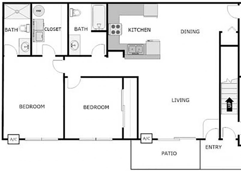 2-Bedroom / 2-Bathroom Upper Floor Plan 2-Bedroom / 2-Bathroom Upper Floor Plan