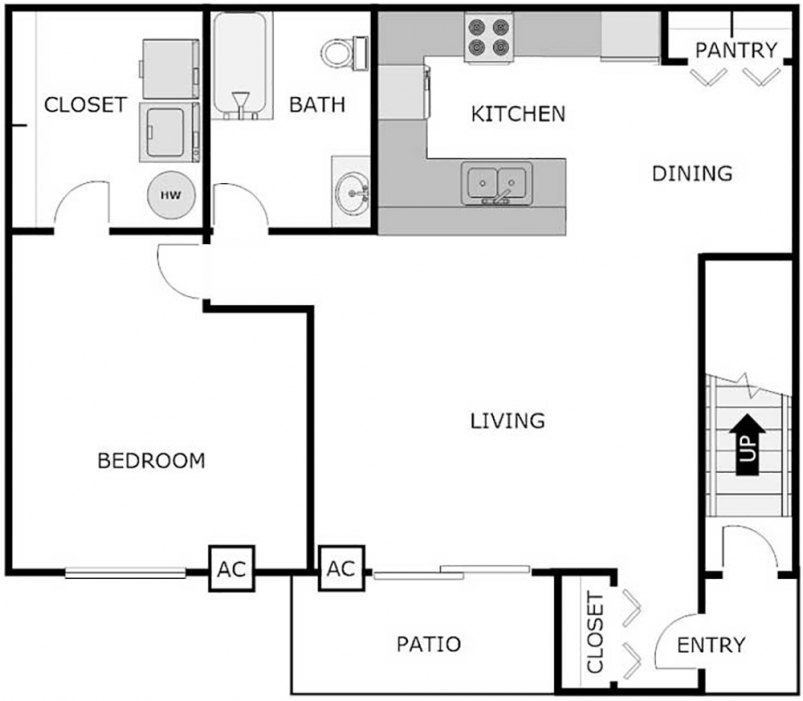 Floor Plan 824 SF 1-Bed/1-Bath Floor Plan 824 SF 1-Bed/1-Bath