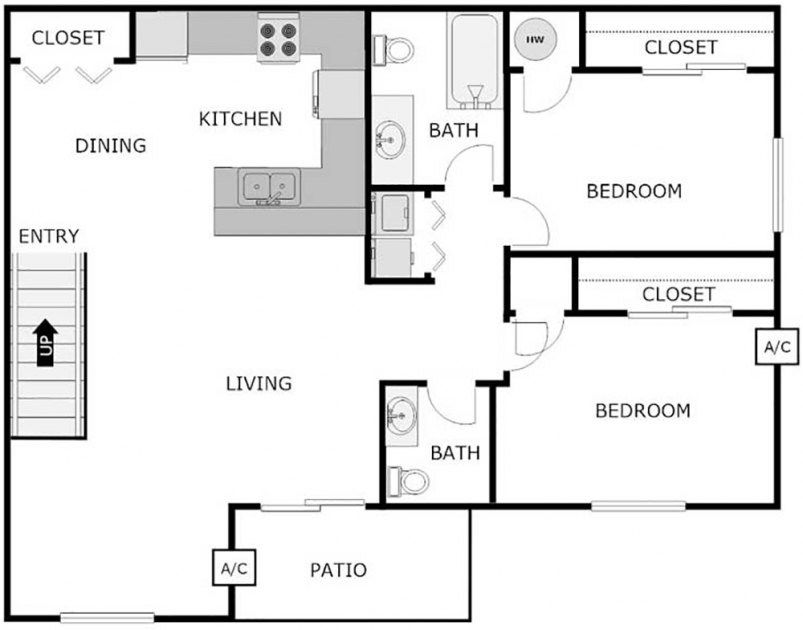 Floor Plan 1128 SF 2-Bed/1.5-Bath + Den Floor Plan 1128 SF 2-Bed/1.5-Bath + Den