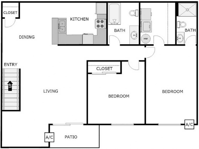Floor Plan 1266 SF 2-Bed/2-Bath + Den Floor Plan 1266 SF 2-Bed/2-Bath + Den