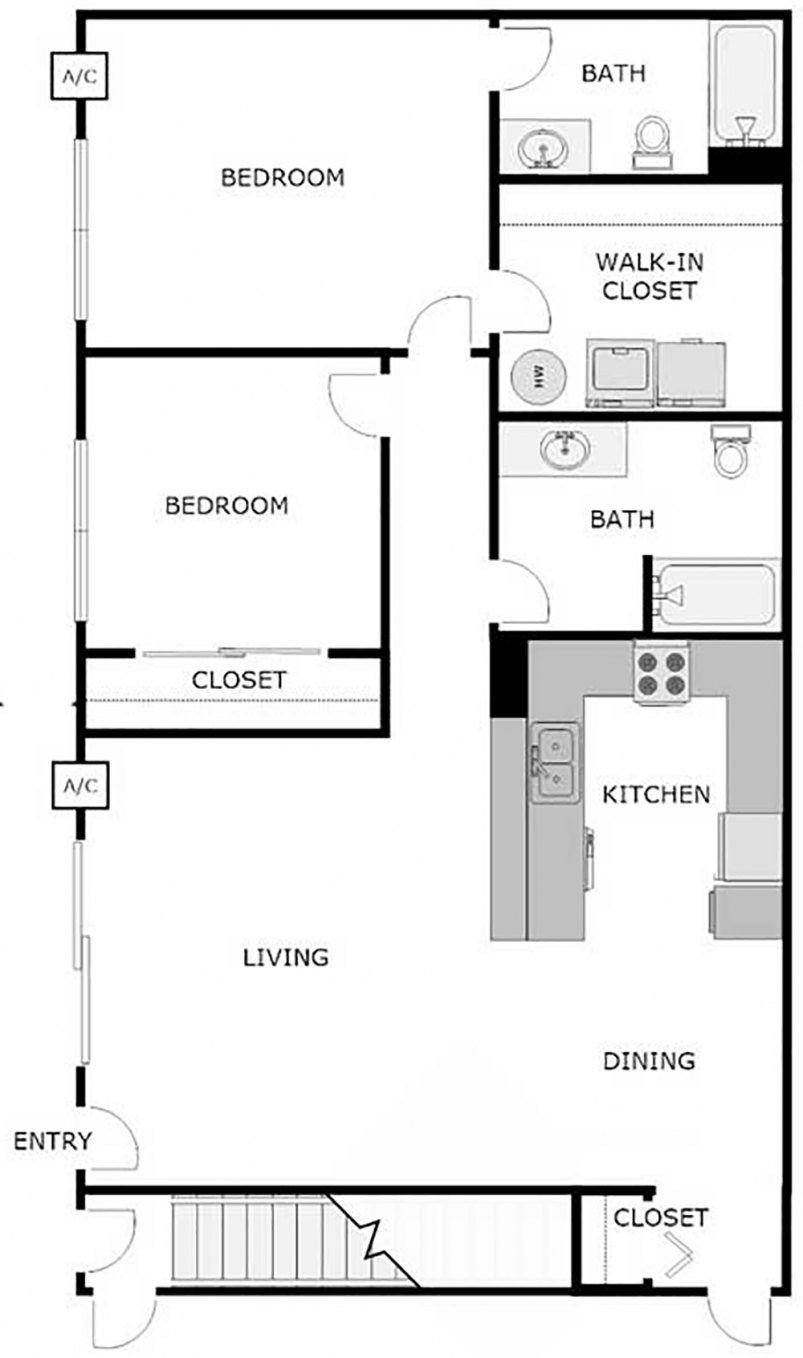 2-Bedroom / 2-Bathroom Upper Floor Plan 2-Bedroom / 2-Bathroom Upper Floor Plan