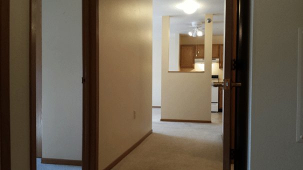 View from Bathroom to Kitchen
