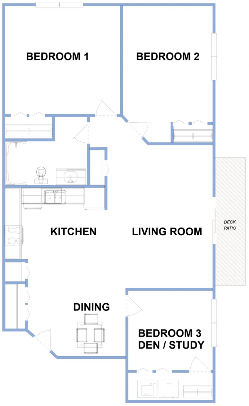 2-Bedroom with Den or 3rd Bedroom Floor Plan 2-Bedroom with Den or 3rd Bedroom Floor Plan