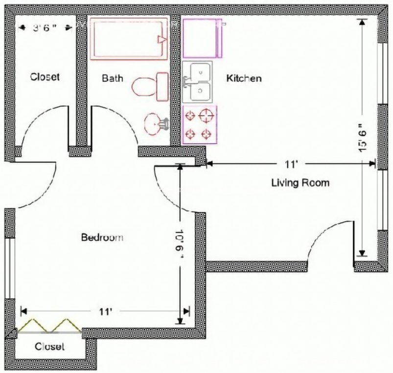 1-Bedroom Floor Plan