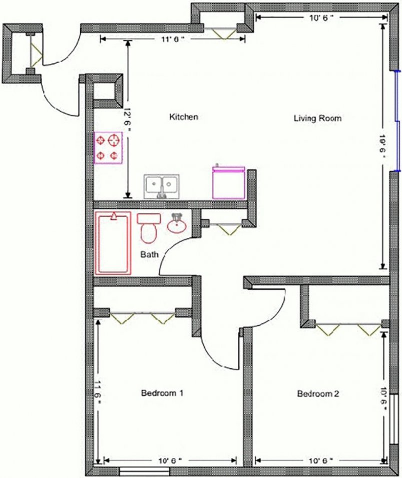 1st Floor 2-Bedroom Floor Plan